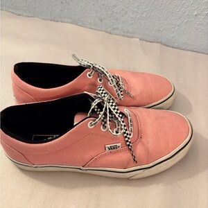 VANS Doheny Checker Lace Pink lcing White Skater Sneakers SZ 9 Womens Lace Up